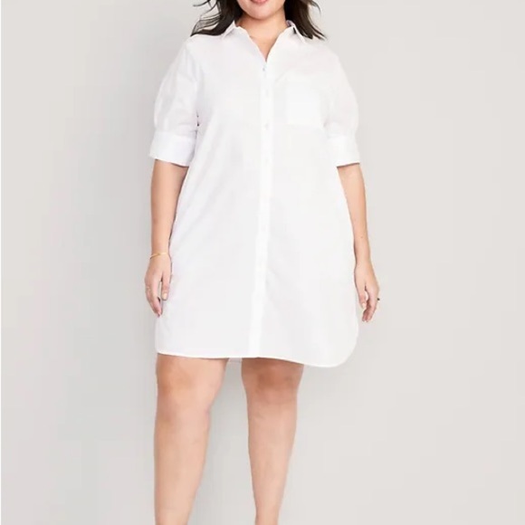 Old Navy Dresses & Skirts - New Old Navy White Cotton Button Down Shirt Dress Size XXL Minimalist Preppy